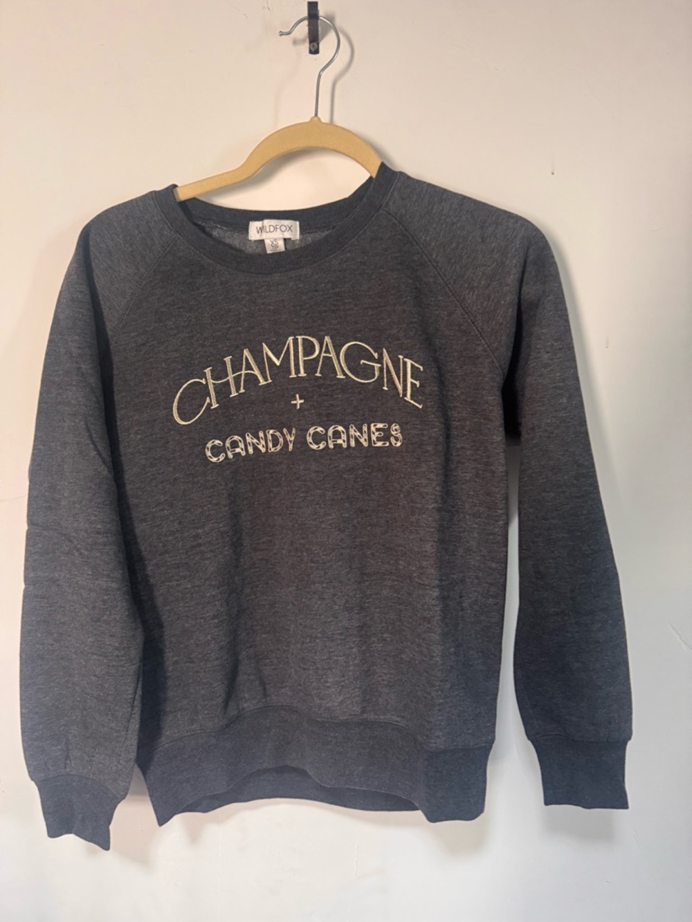 Wildfox Dark Gray 'Champagne + Candy Canes' Pullover